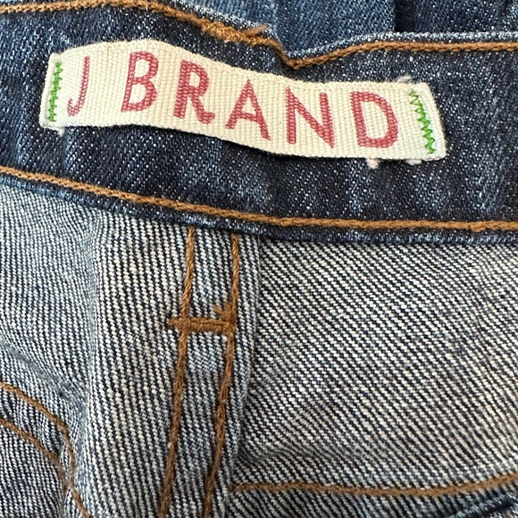 J Brand “Camille” Distressed Destroyed Dark Blue Boyfriend Jeans Crop size 30 - Picture 11 of 15